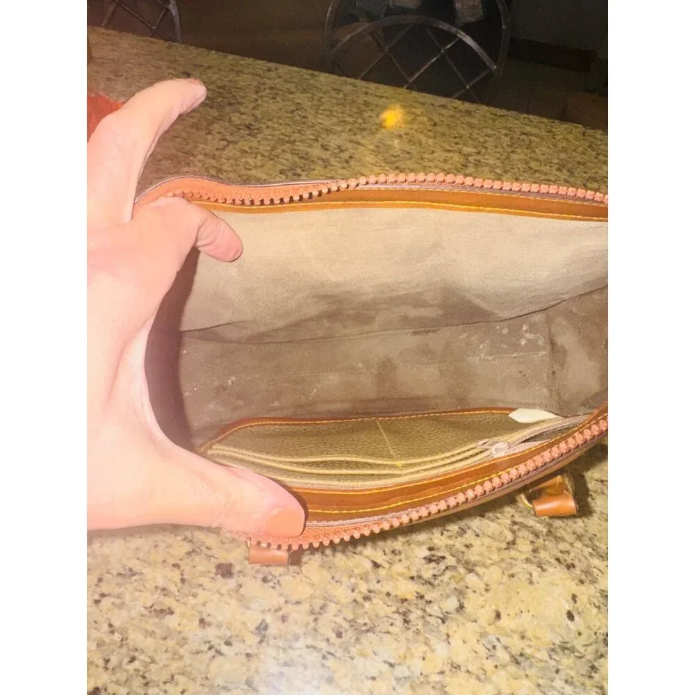 Vintage Y2K Preppy Braciano Belle Rose Pebble Leather Shoulder Handbag Olive Tan